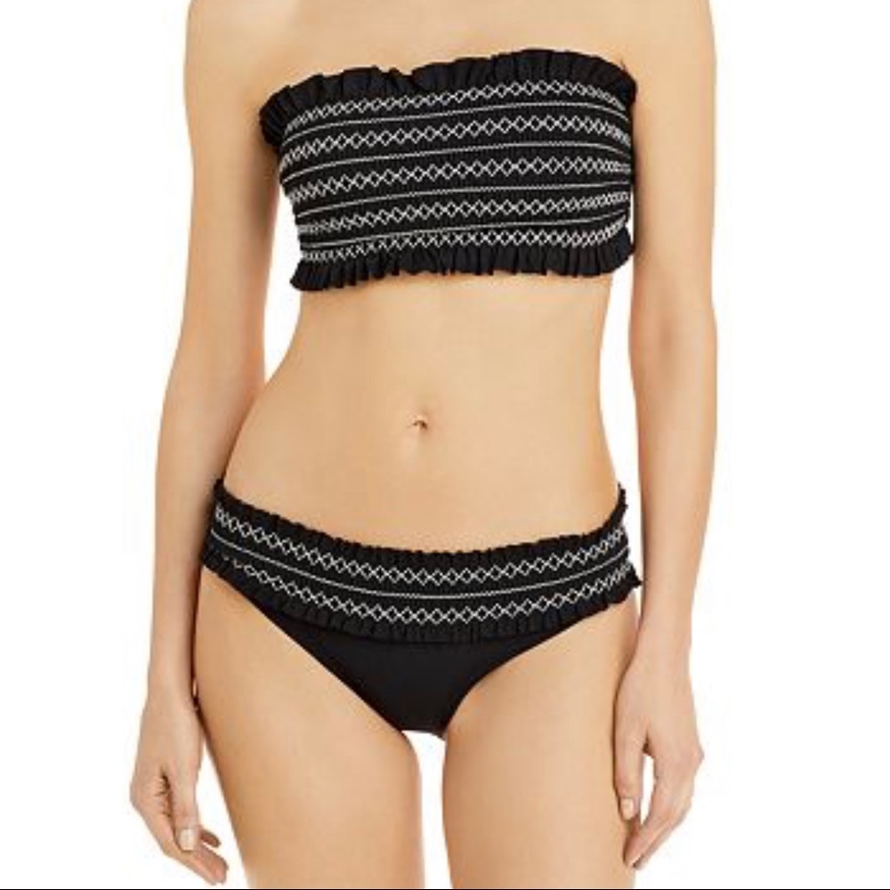 Tory Burch Smocked Costa Bikini Black Large